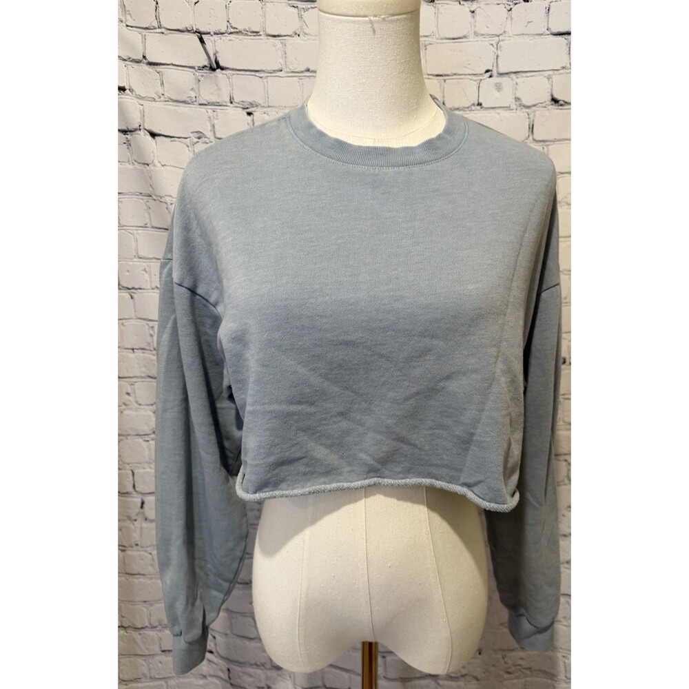 Garage light blue cropped crewneck sweatshirt Long Sleeve Size Small